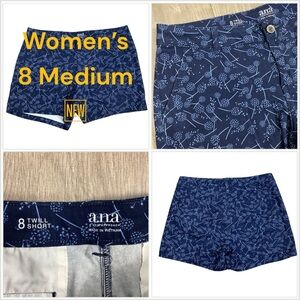 Women's a.n.a JCP 8 M Medium Shorts Navy Blue Chino Khakis Twill Stretch NWOT